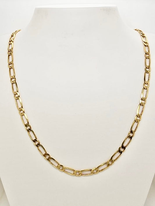 18CT YELLOW GOLD ITALIAN IMPORTED SOLID 45CM 1 X1 FIGARO CHAIN