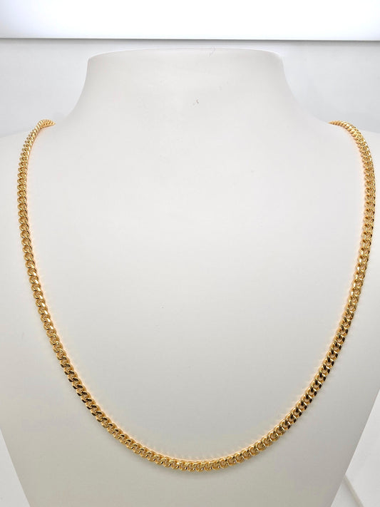 18CT YELLOW GOLD IMPORTED DIAMOND CUT SOLID CURB CHAIN