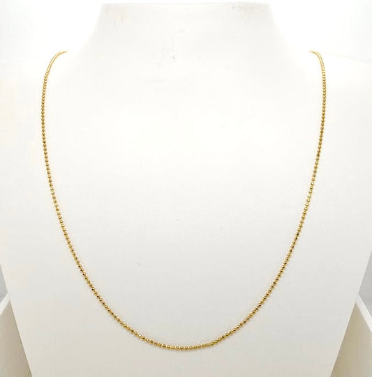 18CT YELLOW GOLD IMPORTED 55CM 2.5G BALL CHAIN