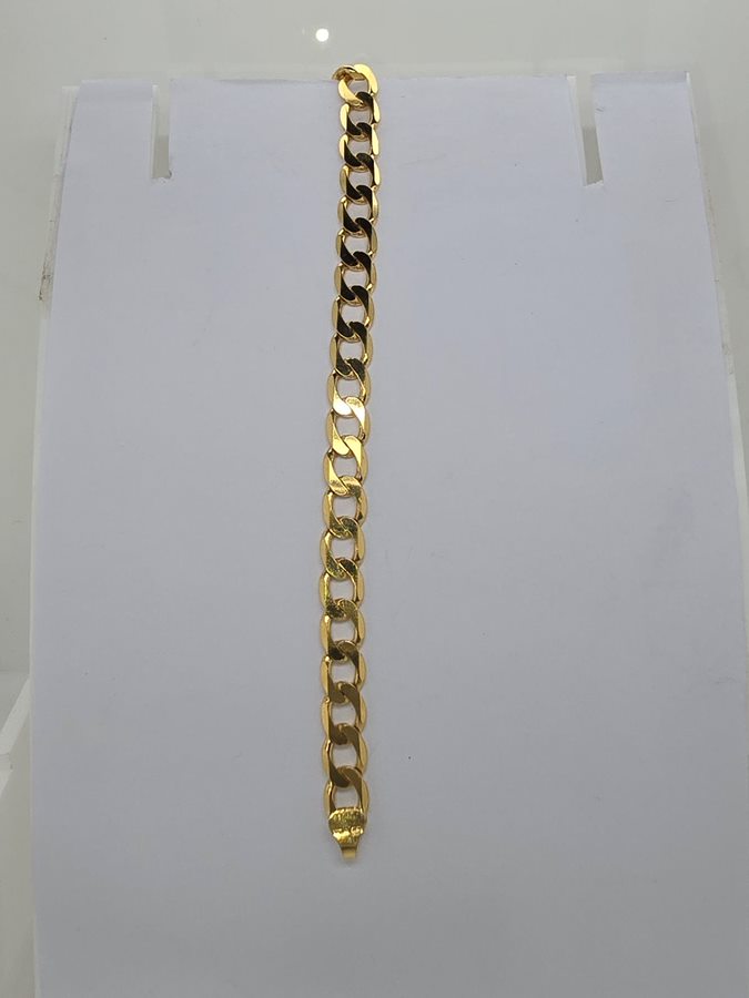 18CT YELLOW GOLD ITALIAN IMPORTED 21CM 12.3G CURB BRACELET