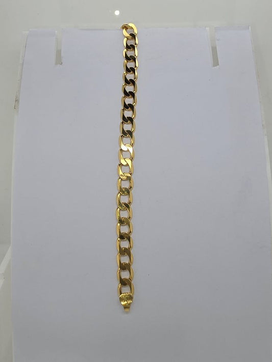 18CT YELLOW GOLD ITALIAN IMPORTED 21CM 12.3G CURB BRACELET