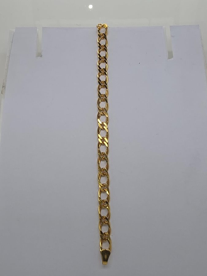 18CT YELLOW GOLD ITALIAN IMPORTED 19CM DOUBLE LINK CURB BRACELET