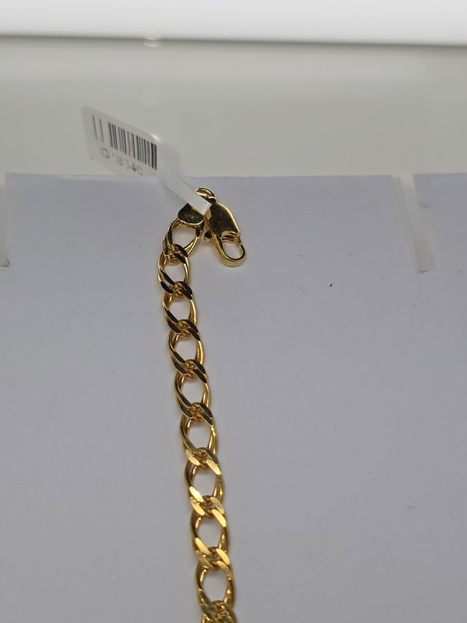 18CT YELLOW GOLD ITALIAN IMPORTED 19CM DOUBLE LINK CURB BRACELET