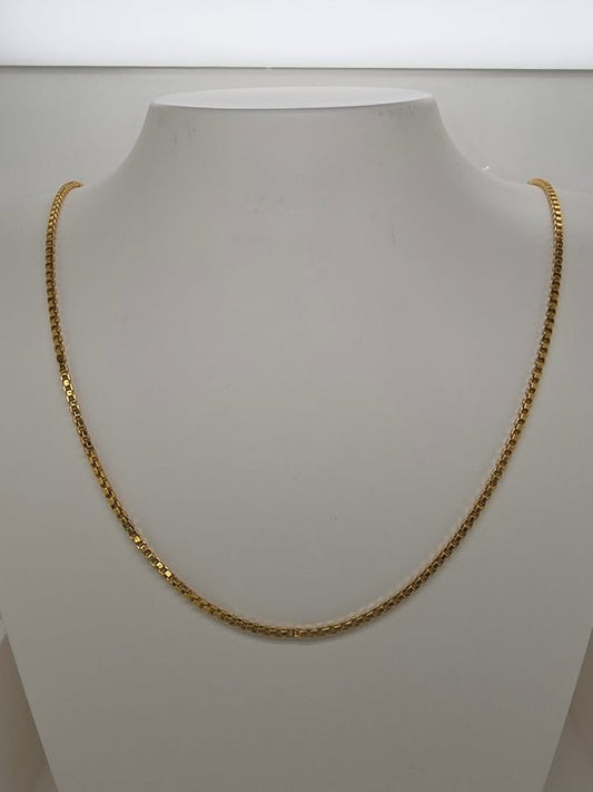 18CT YELLOW GOLD ITALIAN IMPORTED 60CM BOX CHAIN