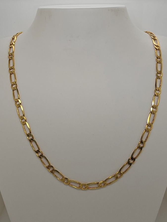 18CT YELLOW GOLD ITALIAN IMPORTED SOLID 45CM 1 X1 FIGARO CHAIN