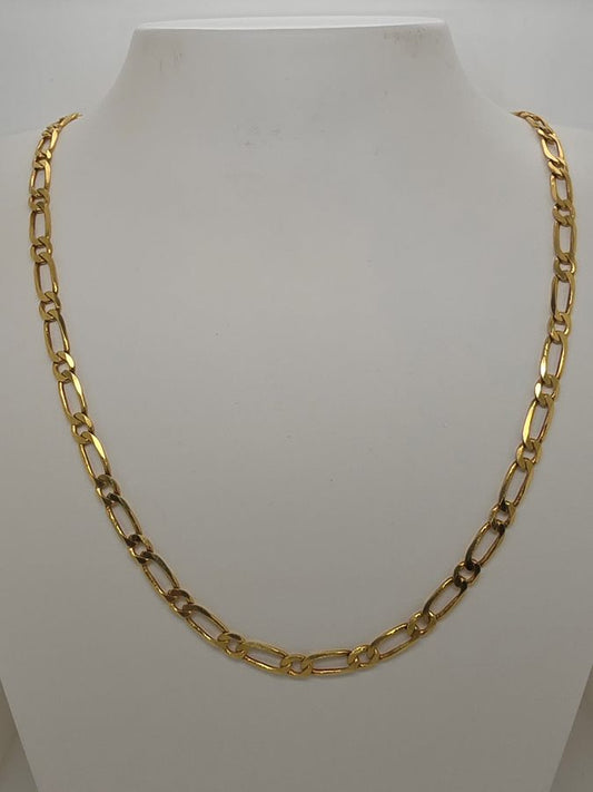 18CT YELLOW GOLD ITALIAN IMPORTED SOLID 45CM 1 X1 FIGARO CHAIN