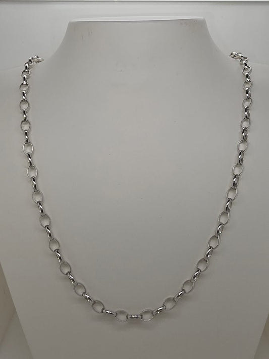 18CT WHITE GOLD IMPORTED 50CM BELCHER CHAIN