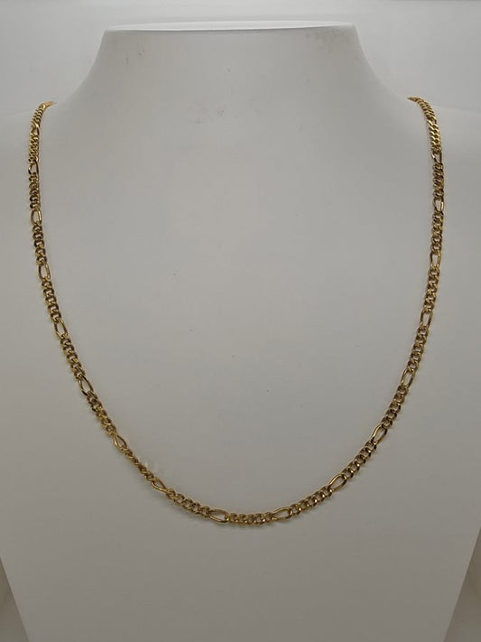 18CT YELLOW GOLD ITALIAN IMPORTED 50CM 5X1 FIGARO CHAIN