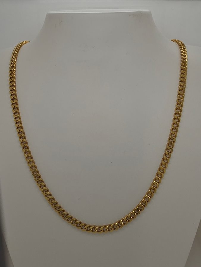 18CT YELLOW GOLD SOLID IMPORTED 45CM CURB CHAIN