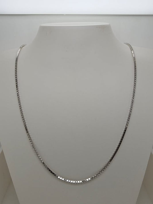 18CT WHITE GOLD ITALIAN IMPORTED 50CM BOX CHAIN