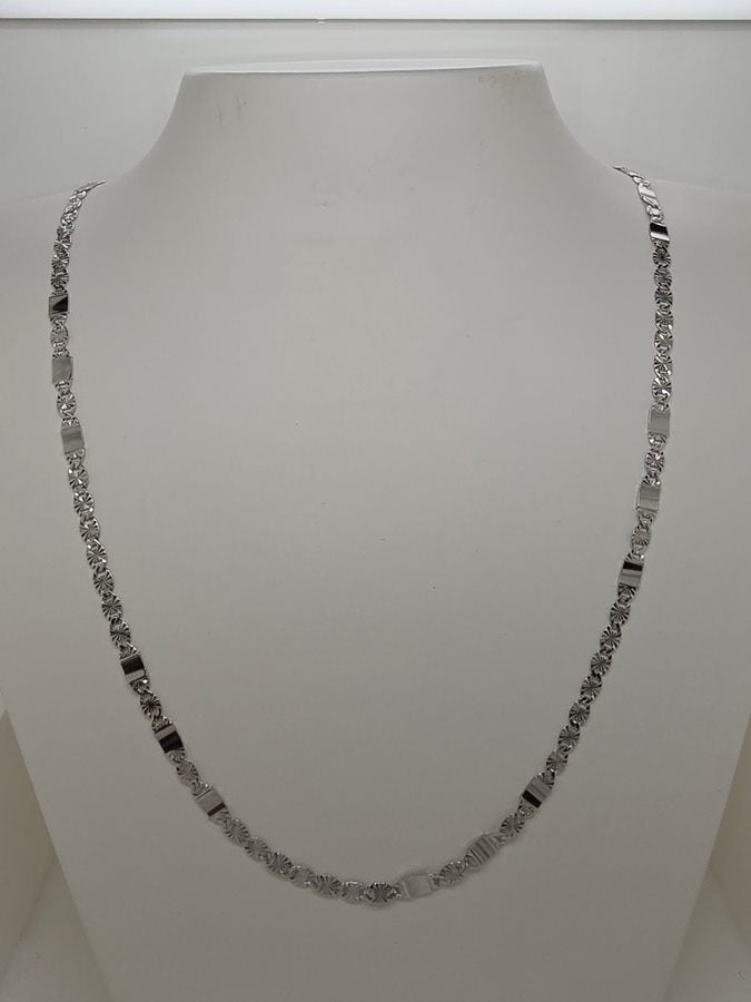 18CT WHITE GOLD IMPORTED ITALIAN FANCY 50CM CHAIN