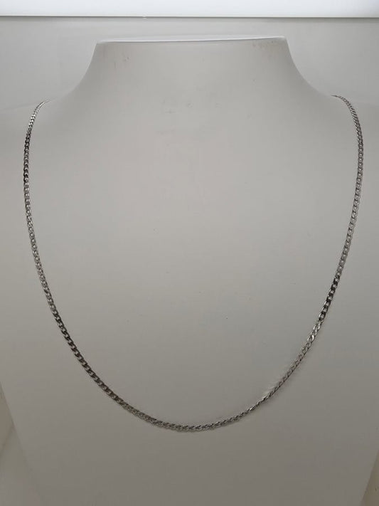 18CT WHITE GOLD IMPORTED 55CM CURB CHAIN