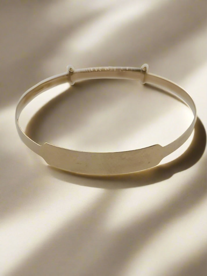 9CT YELLOW GOLD EXPANDABLE ID BANGLE