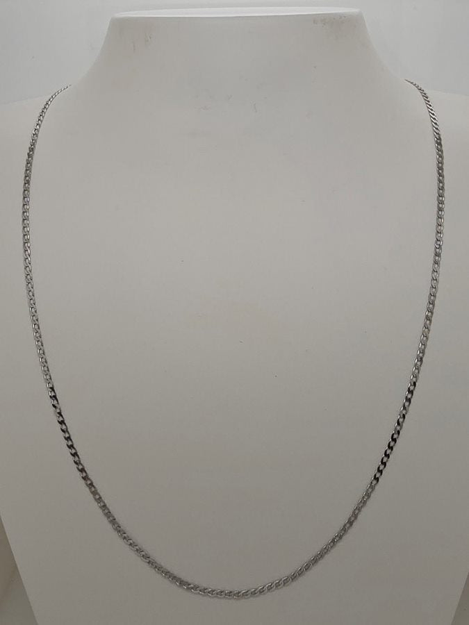 18CT WHITE GOLD IMPORTED 42CM CURB CHAIN