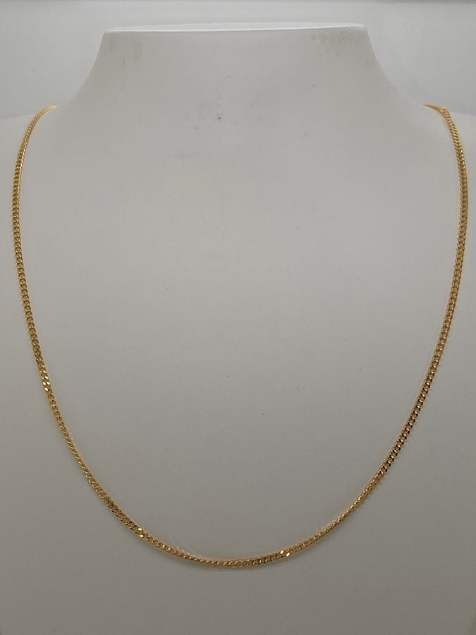 18CT YELLOW GOLD ITALIAN IMPORTED 45CM CURB CHAIN. 3.45GRAMS