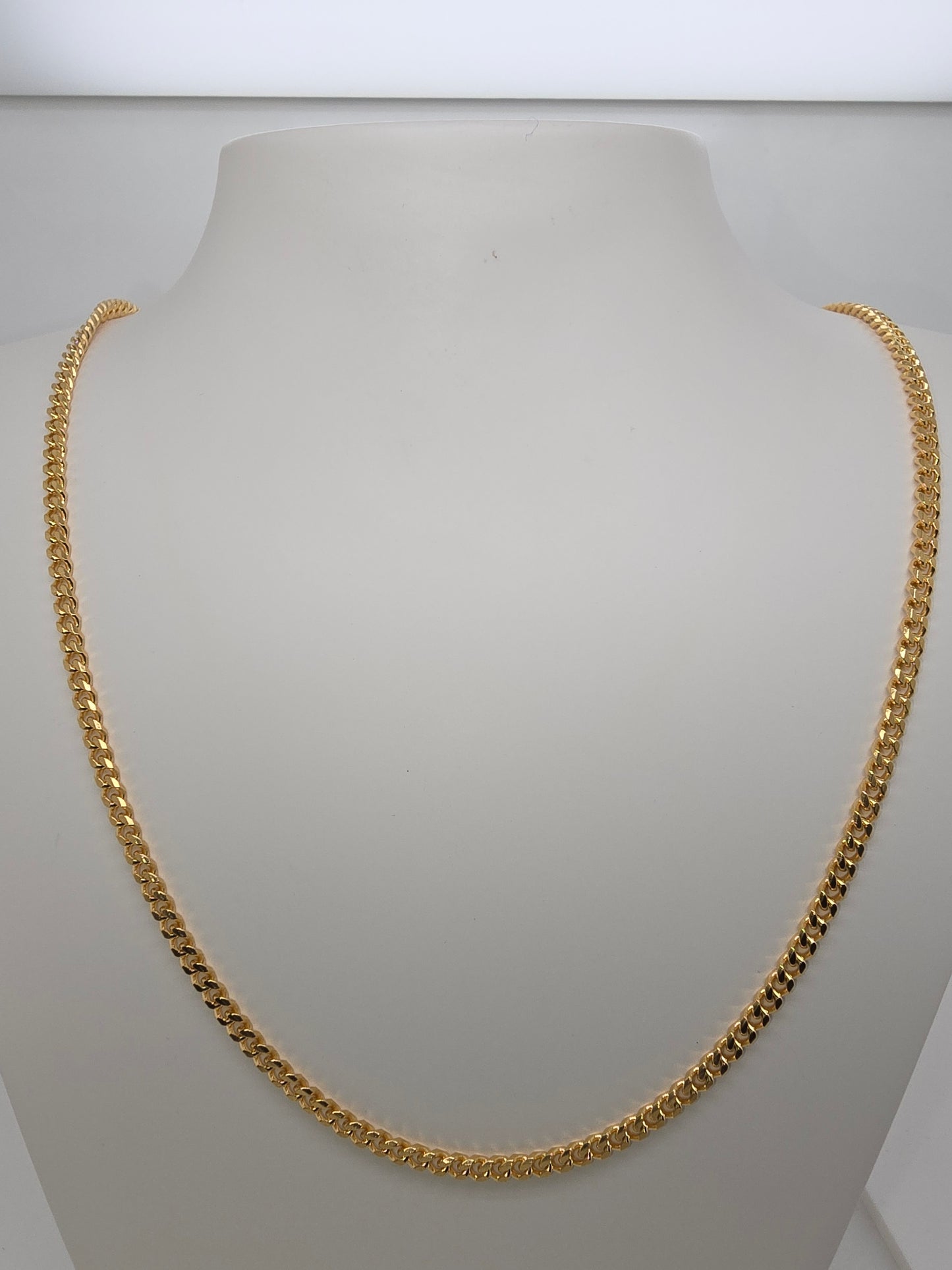 18CT YELLOW GOLD IMPORTED DIAMOND CUT SOLID CURB CHAIN