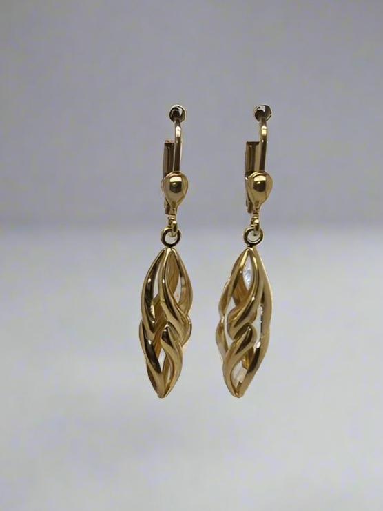 9CT YELLOW GOLD IMPORTED DROP TWIST EARRINGS WITH EUROCLIPS