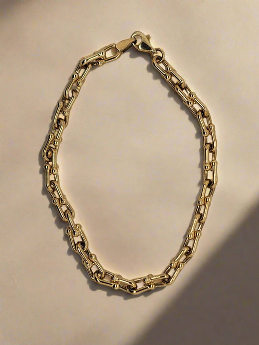 9CT YELLOW GOLD IMPORTED FANCY LINK 19CM BRACELET