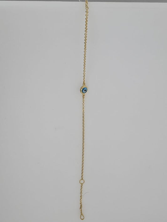 9CT YELLOW GOLD 16-19CM IMPORTED EVIL EYE BRACELET