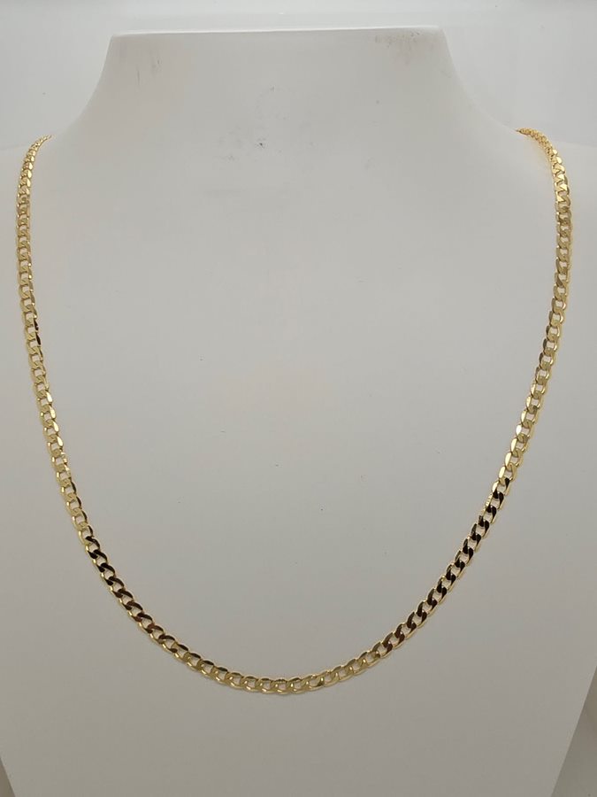 18CT YELLOW GOLD IMPORTED 50CM SOLID CURB CHAIN