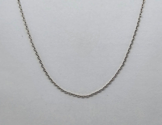 18CT WHITE GOLD ITALIAN SOLID OVAL LINK 45CM CHAIN 1.35GRAMS.