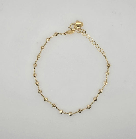 9CT YELLOW GOLD IMPORTED DIAMOND CUT BALL 19CM BRACELET.