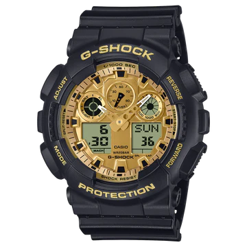 G-SHOCK DUO BLACK AND GOLD CASE BLACK RESIN BAND GA100GGB-1A9