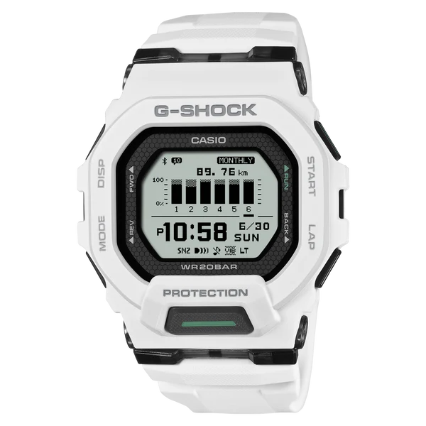 G SHOCK WATCH DIGITAL GSQUAD, BLUETOOTH, WHITE RESIN BAND. GBD200-7D