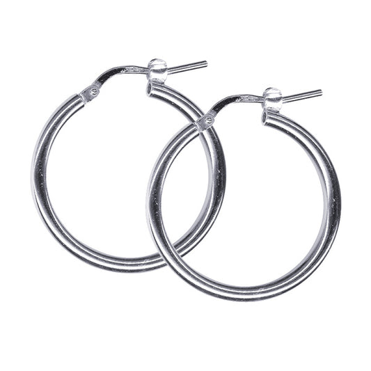 STERLING SILVER ITALIAN IMPORTED 2X20MM HOOP EARRINGS