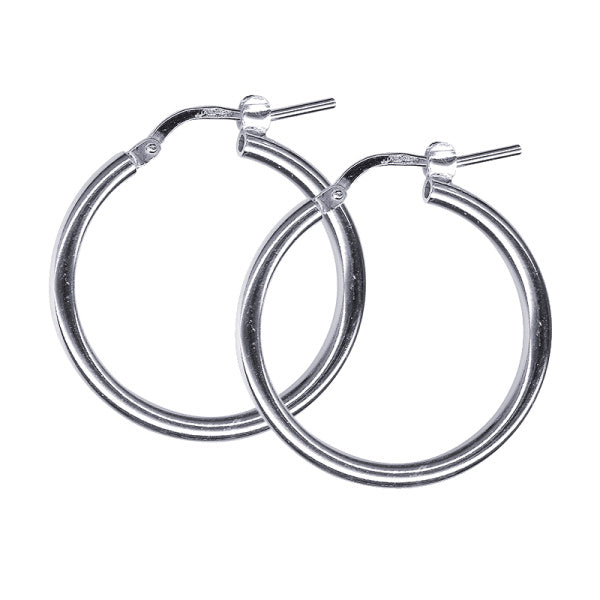 STERLING SILVER ITALIAN IMPORTED 2 X 20MM HOOP EARRINGS