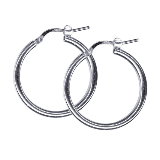 STERLING SILVER ITALIAN IMPORTED 2 X 20MM HOOP EARRINGS