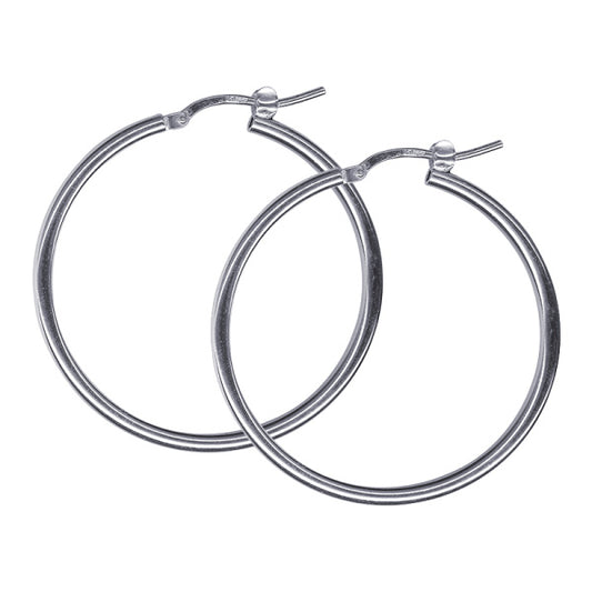 STERLING SILVER IMPORTED ITALIAN 2 X 30MM HOOP EARRINGS