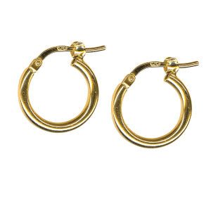 9CT YELLOW GOLD IMPORTED ITALIAN 2 X10MM INTERNAL DIAMETER HOOP EARRINGS.
