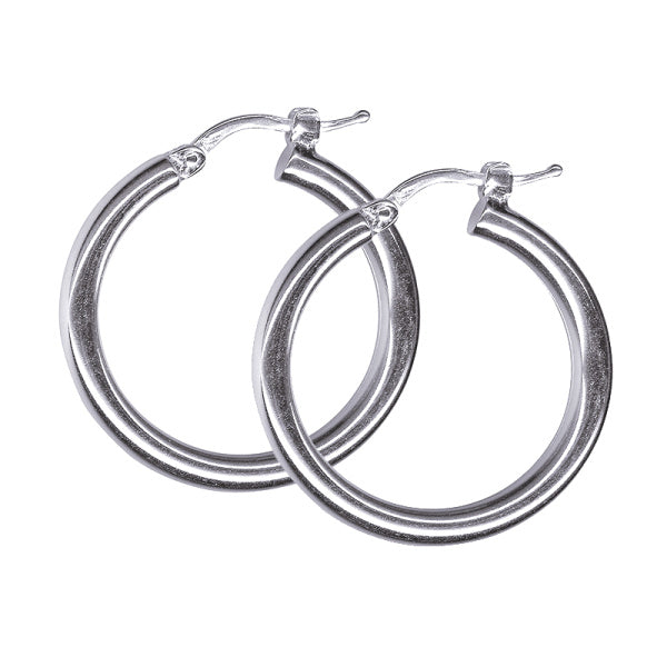 STERLING SILVER IMPORTED ITALIAN 3 X 20MM HOOP EARRINGS