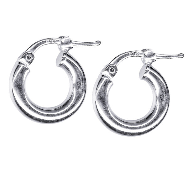 STERLING SILVER IMPORTED ITALIAN 3 X 8MM HOOP EARRINGS