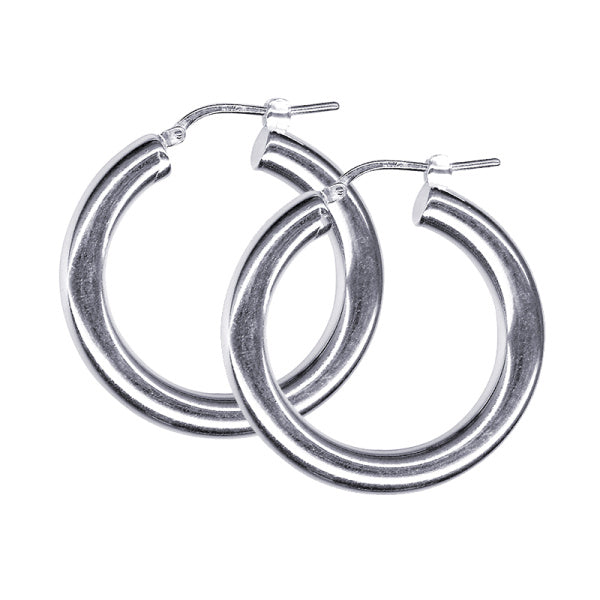 STERLING SILVER ITALIAN IMPORTED ROUND 20MM HOOP EARRINGS