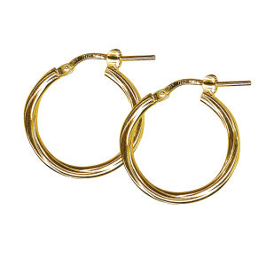 9CT YELLOW GOLD TWIST HOOP EARRINGS.