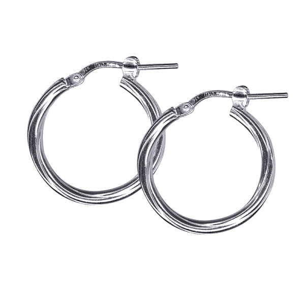 STERLING SILVER 15MM TWIST HOOP EARRINGS