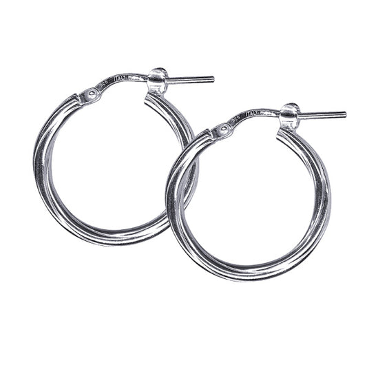 STERLING SILVER 15MM TWIST HOOP EARRINGS