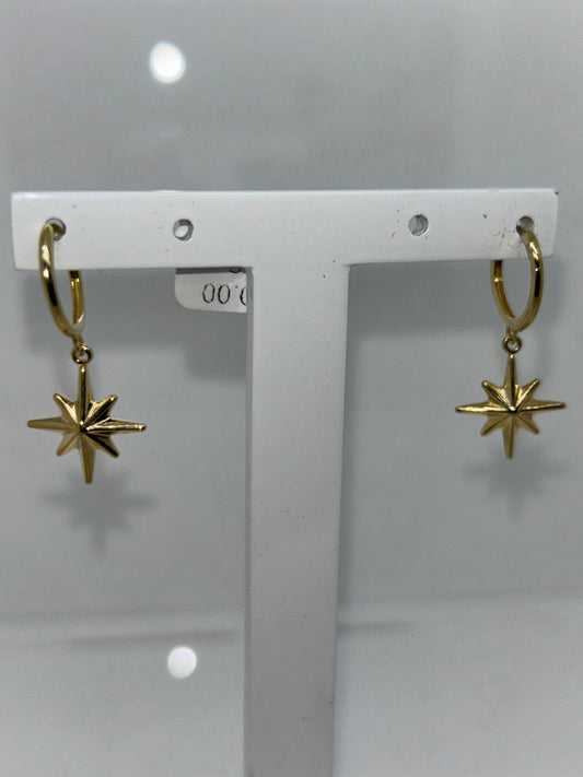 9CT YELLOW GOLD STAR DROP HUGGIES