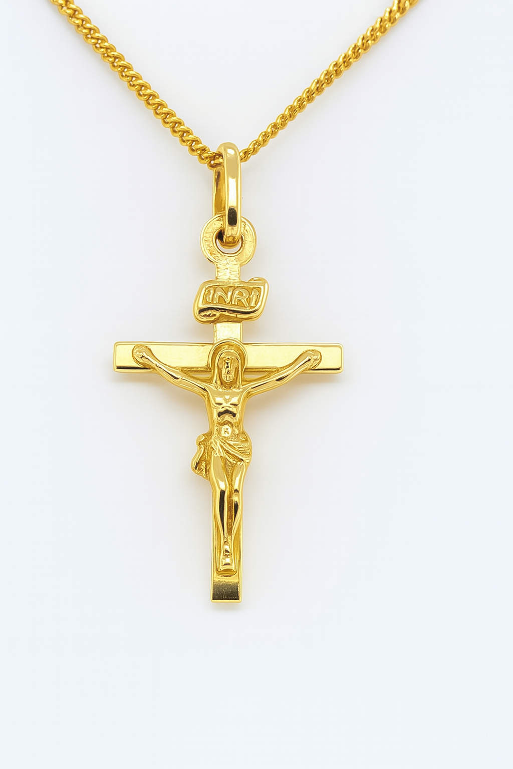 9CT YELLOW GOLD IMPORTED CRUCIFIX PENDANT