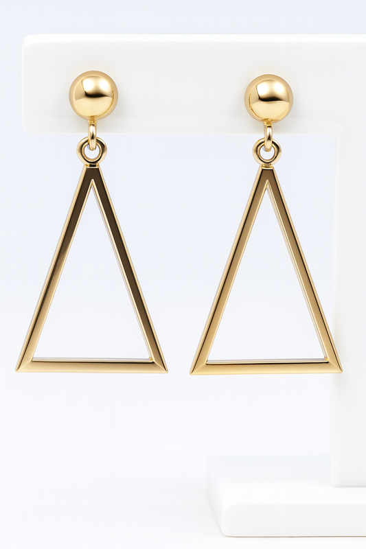 9CT YELLOW GOLD TRIANGLE DROP STUD EARRINGS