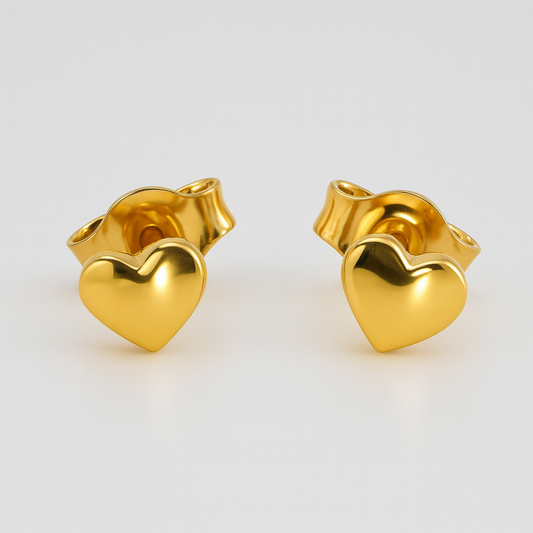 9CT YELLOW GOLD IMPORTED 4MM HEART STUD EARRINGS