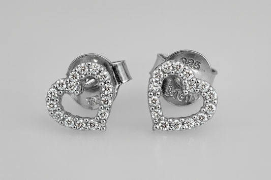 9CT WHITE GOLD IMPORTED OPEN 6.5MM CUBIC ZIRCONIA STUD EARRINGS.