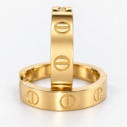 9CT YELLOW GOLD IMPORTED 3.5MMX 11.5MM FANCY HUGGIE EARRINGS.