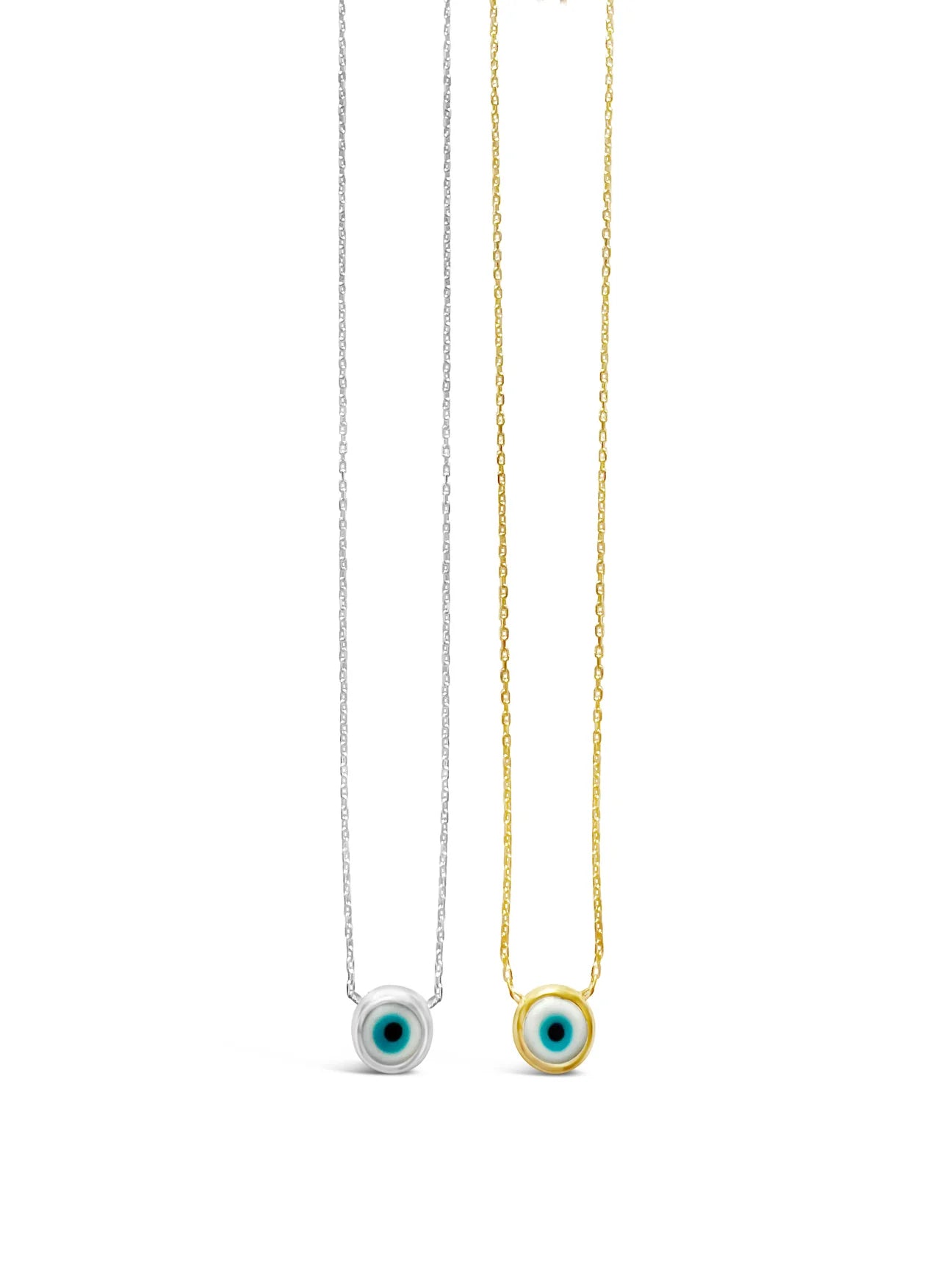 SUE SENSI STERLING SILVER GOLD PLATED SECURE ME NECKLACE WITH EVIL EYE.