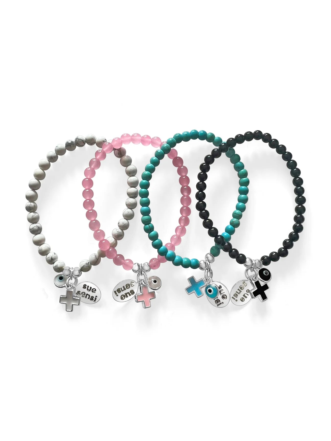 SUE SENSI MINI MY FAVORITE 4MM ROSE QUARTZ BEAD BRACELET.