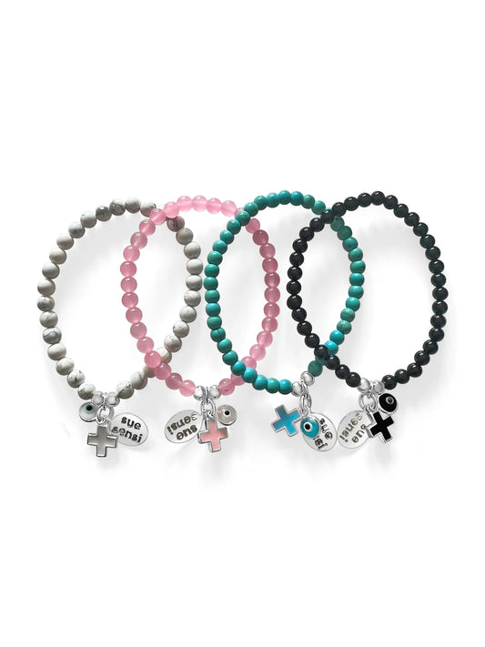 SUE SENSI MINI MY FAVORITE 4MM ROSE QUARTZ BEAD BRACELET.