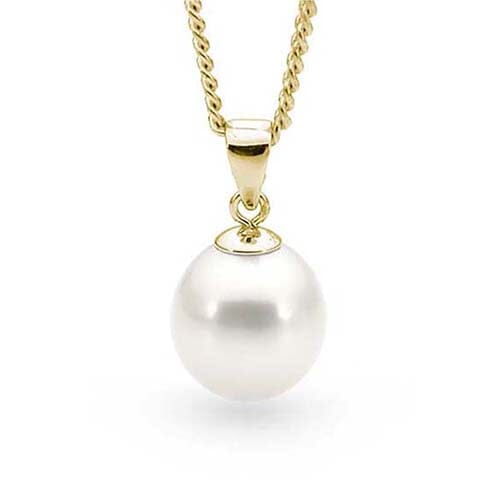 9CT YELLOW GOLD 8.5-9MM FRESHWATER PEARL PENDANT.