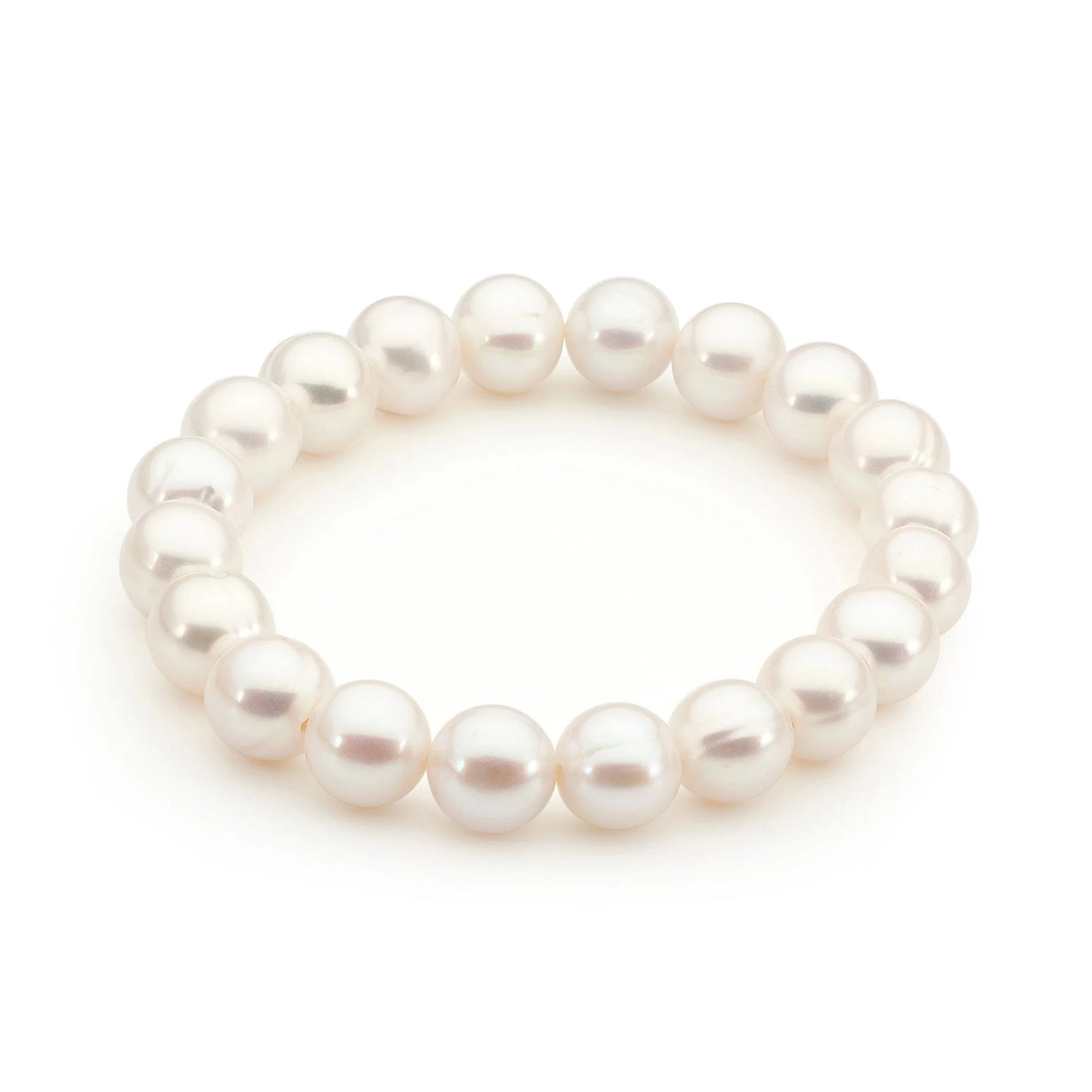 WHITE 9.5-10.5MM FRESHWATER 19CM ELASTIC BRACELET.